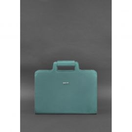 Женская кожаная сумка для ноутбука и документов бирюзовая, фото 1