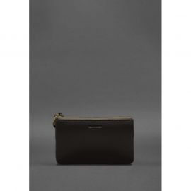 Кожаная монетница / мини-косметичка 3.0 темно-коричневая краст, фото 1