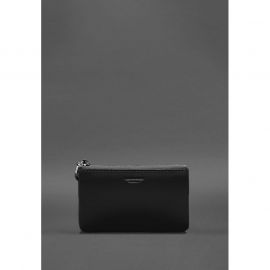 Кожаная монетница / мини-косметичка 3.0 черная краст, фото 1