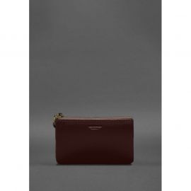 Кожаная монетница / мини-косметичка 3.0 бордовая краст, фото 1