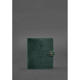 Кожаная обложка-портмоне для удостоверения офицера 11.0 зеленая Crazy Horse, фото 1