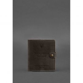 Кожаная обложка-портмоне для удостоверения офицера 11.0 темно-коричневый Crazy Horse, фото 1