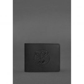 Кожаная обложка на удостоверение Главного управления разведки (ГУР) черная Crazy Horse, фото 1