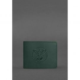 Кожаная обложка на удостоверение Главного управления разведки (ГУР) зеленая Crazy Horse, фото 1