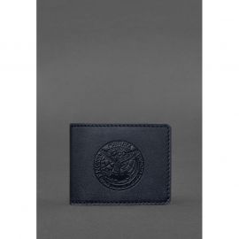 Кожаная обложка на удостоверение Главного управления разведки (ГУР) темно-синяя, фото 1