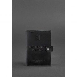 Кожаная обложка-портмоне для военного билета 15.0 черная Crazy Horse, фото 1