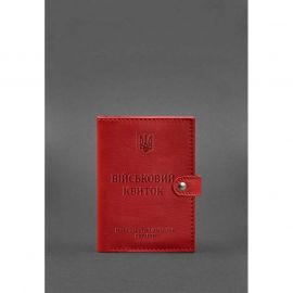 Кожаная обложка-портмоне для военного билета 15.0 красная, фото 1