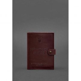 Кожаная обложка-портмоне для военного билета 15.0 бордовая, фото 1