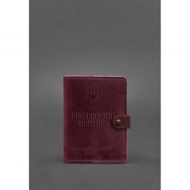 Кожаная обложка-портмоне для военного билета 15.0 бордовая Crazy Horse, фото 1