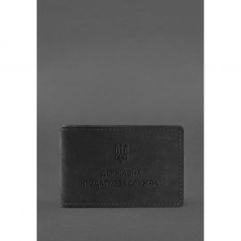 Кожаная обложка на удостоверение Государственной налоговой службы черная Crazy Horse, фото 1