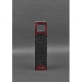 Чехол для вина 1.0 из фетра с кожаными вставками бордовый Crazy Horse, фото 1