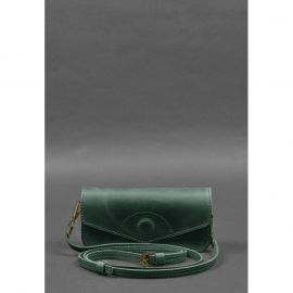 Кожаная сумка-футляр для очков (мини-сумка) зеленый Crazy Horse, фото 1