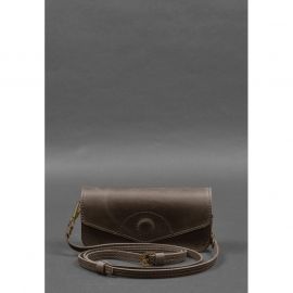 Кожаная сумка-футляр для очков (мини-сумка) темно-коричневый Crazy Horse, фото 1