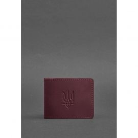 Кожаная обложка для удостоверения с гербом, бордовый Crazy Horse, фото 1