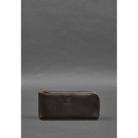 Кожаное портмоне-купюрник на молнии 14.0 темно-коричневое, фото 1