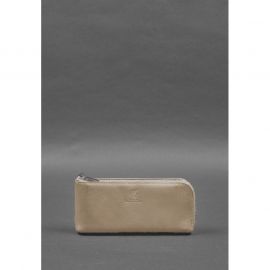 Кожаное портмоне-купюрник на молнии 14.0 светло-бежевое, фото 1