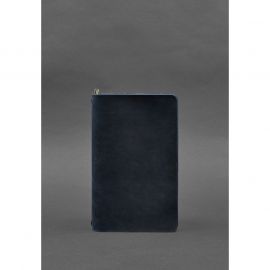 Кожаный блокнот (софт-бук) 8.0 на резинке синий Crazy Horse, фото 1