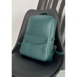 Кожаный женский городской рюкзак на молнии Cooper зеленый краст, фото 1