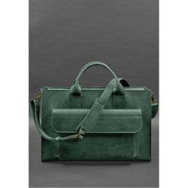 Кожаная сумка для ноутбука и документов Универсальная зеленая Crazy Horse, фото 1