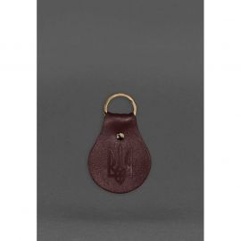 Кожаный брелок Патриотический с гербом бордовый, фото 1