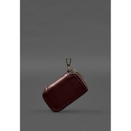 Кожаный чехол для автомобильного ключа бордовый краст, фото 1