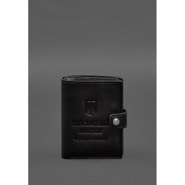 Кожаная обложка-портмоне для военного билета офицера запаса (узкий документ) Черная, фото 1