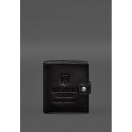 Кожаная обложка-портмоне для военного билета офицера запаса (широкий документ) Черная, фото 1