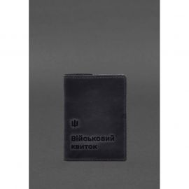 Кожаная обложка для военного билета 7.3 синий Crazy Horse, фото 1