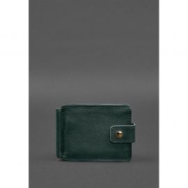 Кожаное портмоне 13.1 зажим с хлястиком зеленый краст, фото 1