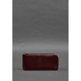 Кожаное портмоне-купюрник на молнии 14.0 бордовый, фото 1