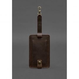Кожаная бирка для багажа Бланк-тэг темно-коричневая Crazy Horse, фото 1
