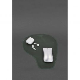 Коврик для мышки &amp;quot;Грушка&amp;quot; из натуральной кожи зеленый Crazy Horse, фото 1