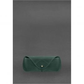 Кожаный чехол для очков с клапаном на резинке Зеленый Crazy Horse, фото 1