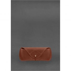 Кожаный чехол для очков с клапаном на резинке Светло-коричневый Crazy Horse, фото 1