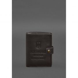 Кожаная обложка-портмоне для военного билета офицера запаса (узкий документ) Темно-коричневый, фото 1