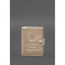 Кожаная обложка-портмоне для военного билета офицера запаса (узкий документ) Светло-бежевый, фото 1