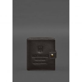 Кожаная обложка-портмоне для военного билета офицера запаса (широкий документ) Темно-коричневый, фото 1