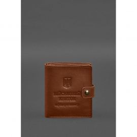 Кожаная обложка-портмоне для военного билета офицера запаса (широкий документ) Светло-коричневый, фото 1