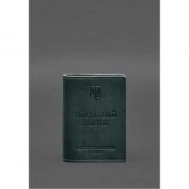 Кожаная обложка для военного билета с карманами 7.2 зеленый краст, фото 1