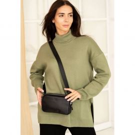 Женская кожаная сумка поясная/кроссбоди Holly черная, фото 1