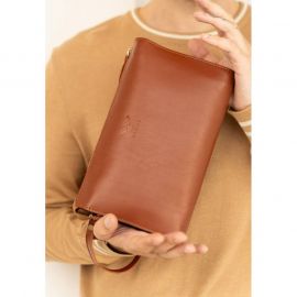 Кожаный млатч светло-коричневый краст, фото 1