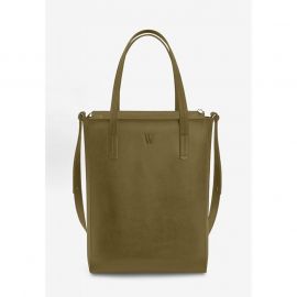 Кожаный шоппер Nancy оливковый, фото 1