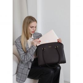 Женская кожаная сумка Business темно-коричневая Краст, фото 1