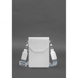 Кожаная сумка-чехол для телефона maxi Белая, фото 1