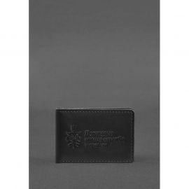 Кожаная обложка для удостоверения (карточки) государственной таможенной службы (ДМС) Черная, фото 1