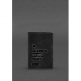 Кожаная обложка для военного билета офицера запаса 8.2 черная Crazy Horse, фото 1