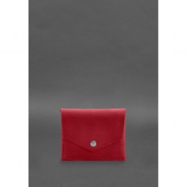 Кожаный кошелек mini 3.0 (кард-кейс) коралловый Crazy Horse, фото 1