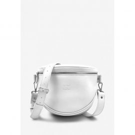 Кожаная сумка поясная-кроссбоди Vacation белая краст, фото 1