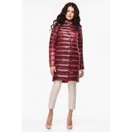 Осенне-весенний длинный воздуховик женский цвет кармин модель 18225, фото 1
