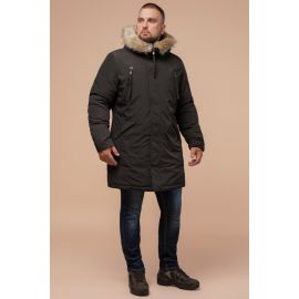 Коричневая парка зимняя мужская с опушкой модель 13475, фото 1